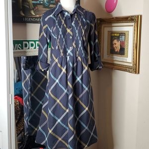 Blue pleated eShakti dress Med/8